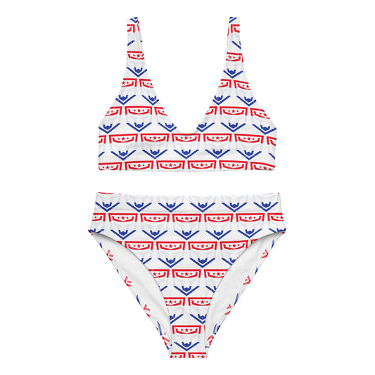 High Waisted Red White and Blue FUNH Two Piece