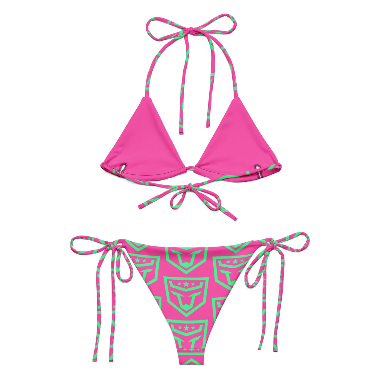 FUNH Pink and Teal Pattern Bikini Set