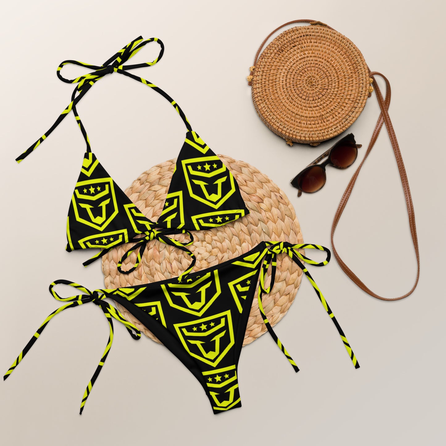 FUNH Neon Yellow Pattern Bikini Set