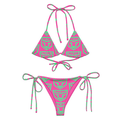 FUNH Pink and Teal Pattern Bikini Set