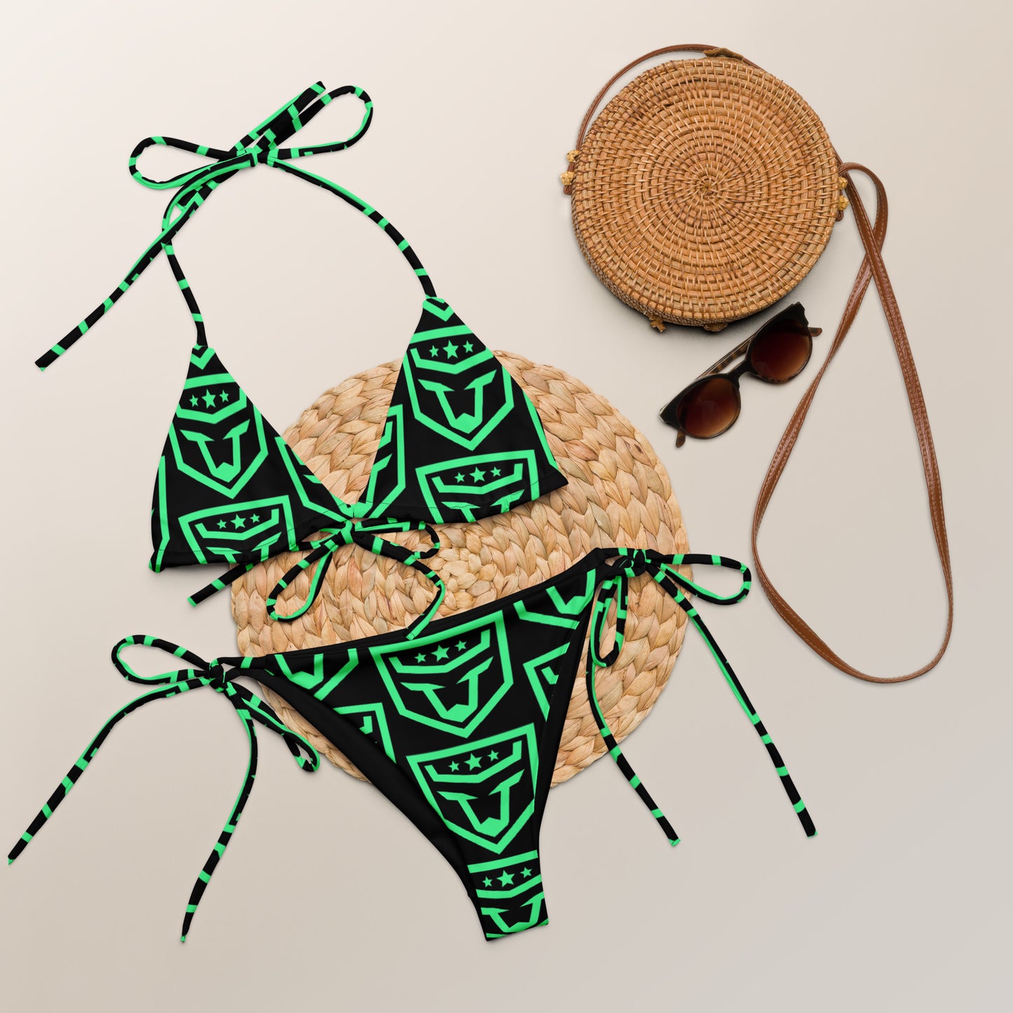 FUNH Mint Green Pattern Bikini Set