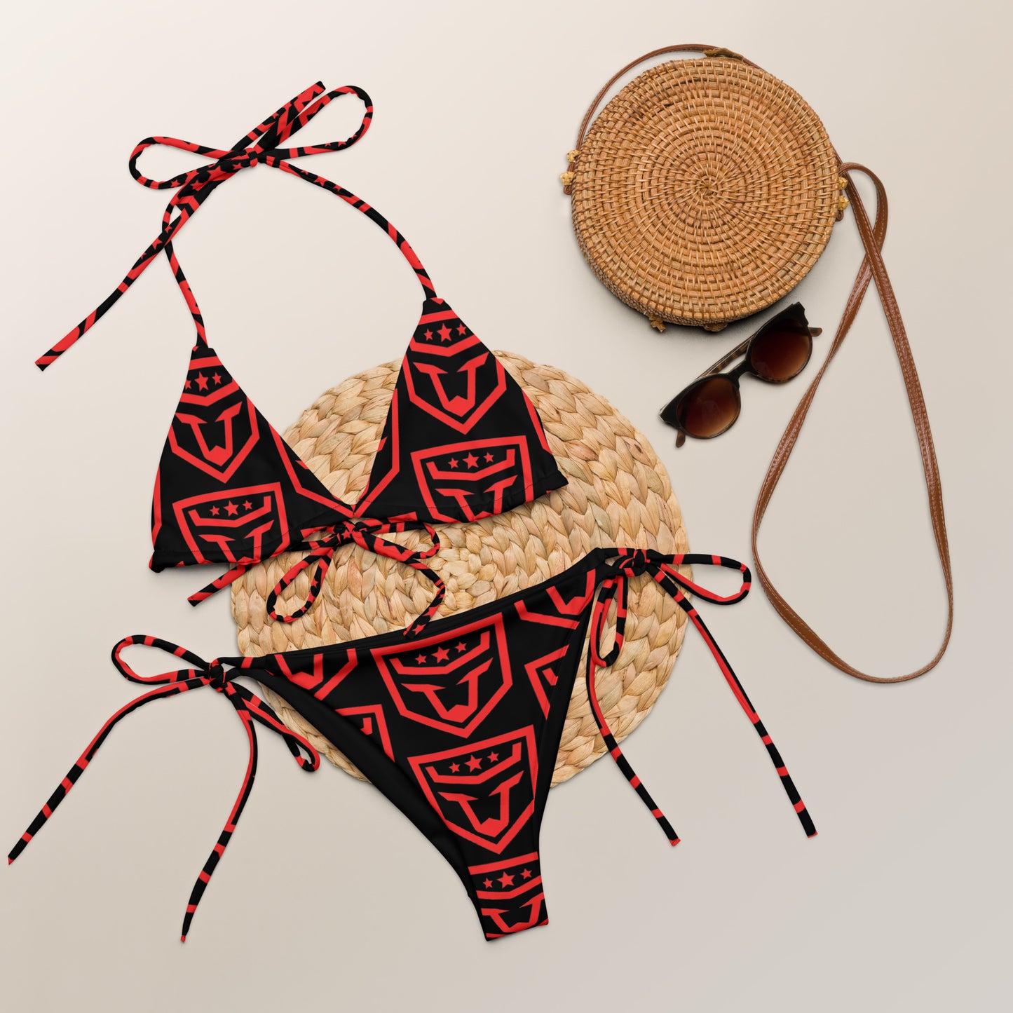 Red and Black FUNH String Bikini