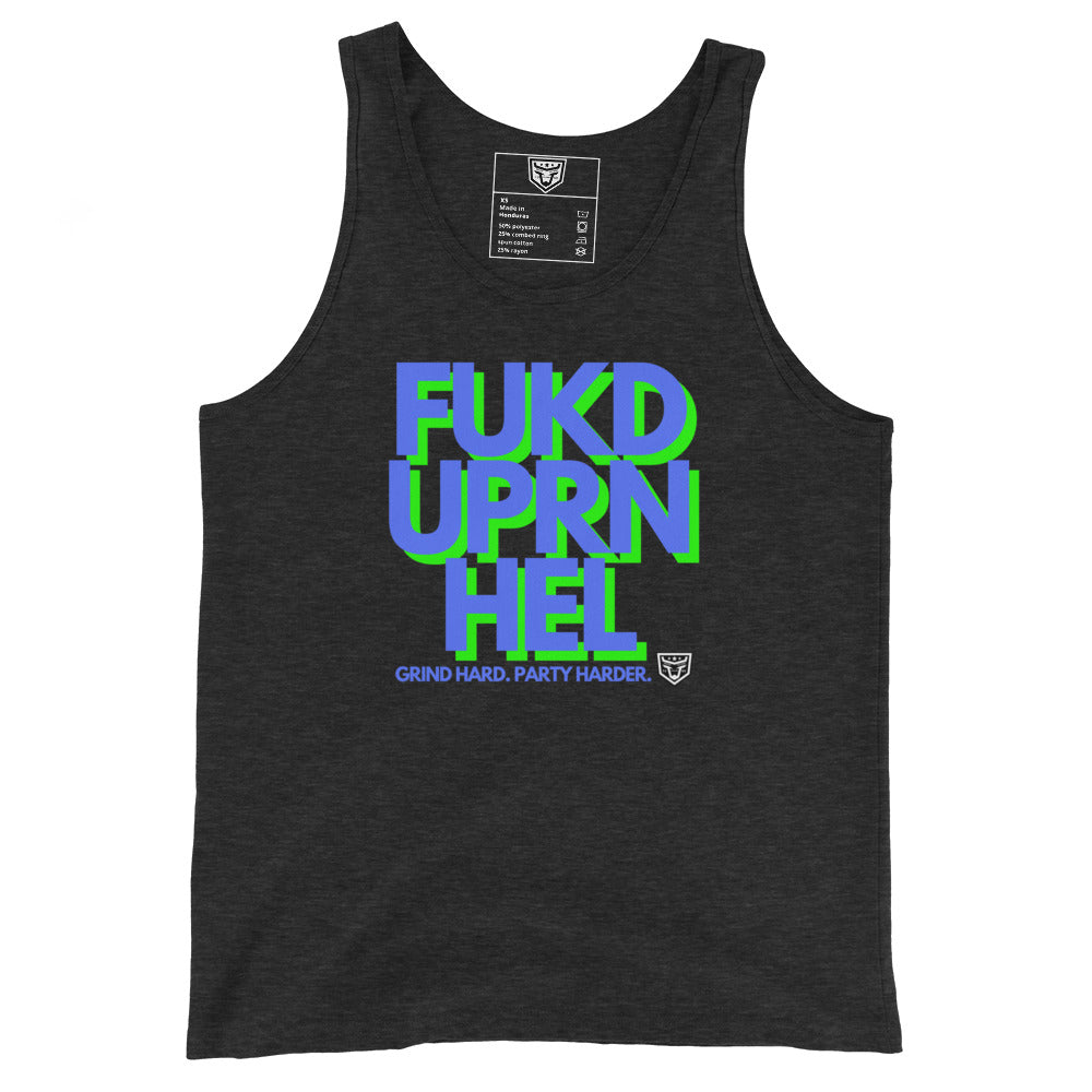 Men's Blue and Green FUNH Tank